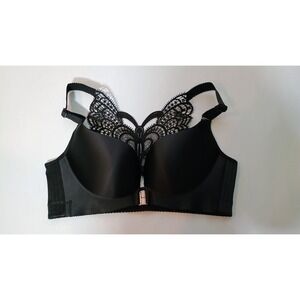 Viral comfort rose pushup‎ Black Lace Butterfly Front Closure Bra 36 80 F